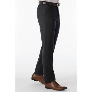 NEW BALLIN theo slim super 120s wool gabardine comfort eze trouser in charcoal